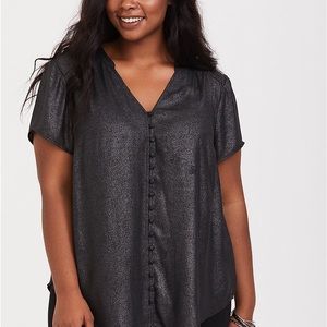 BLACK METALLIC TOP BUTTON FRONT NWT SZ 5X